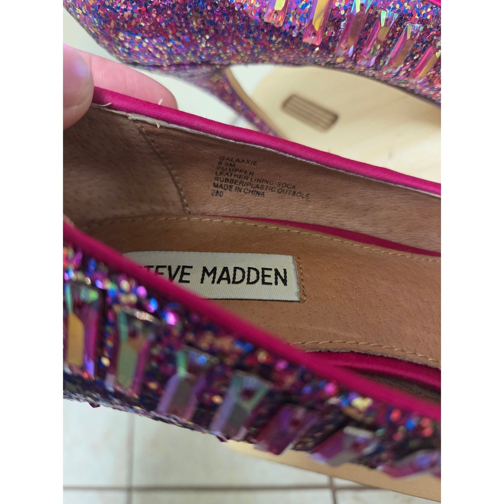 Steve Madden Galaxxie Pink Purple Glitter Crystal Embellished Stiletto 9.5M - Picture 3 of 5